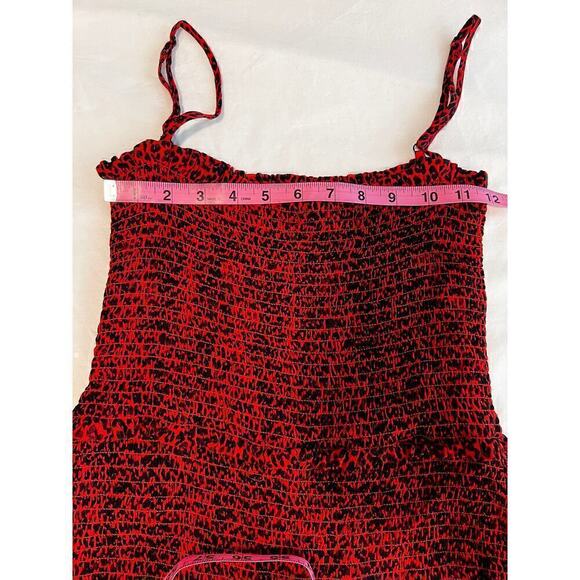 AFRM Women's Smocked Tank Dress Red Leopard Print Size Small - Picture 6 of 6